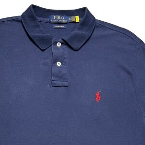 Polo Ralph Lauren Polo Shirt Custom Slim Fit Mens XL Navy Blue Preppy